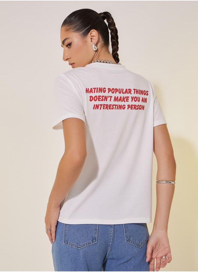 Take Two Slogan Print Round Neck Short Sleeve T-Shirt  - Image 5