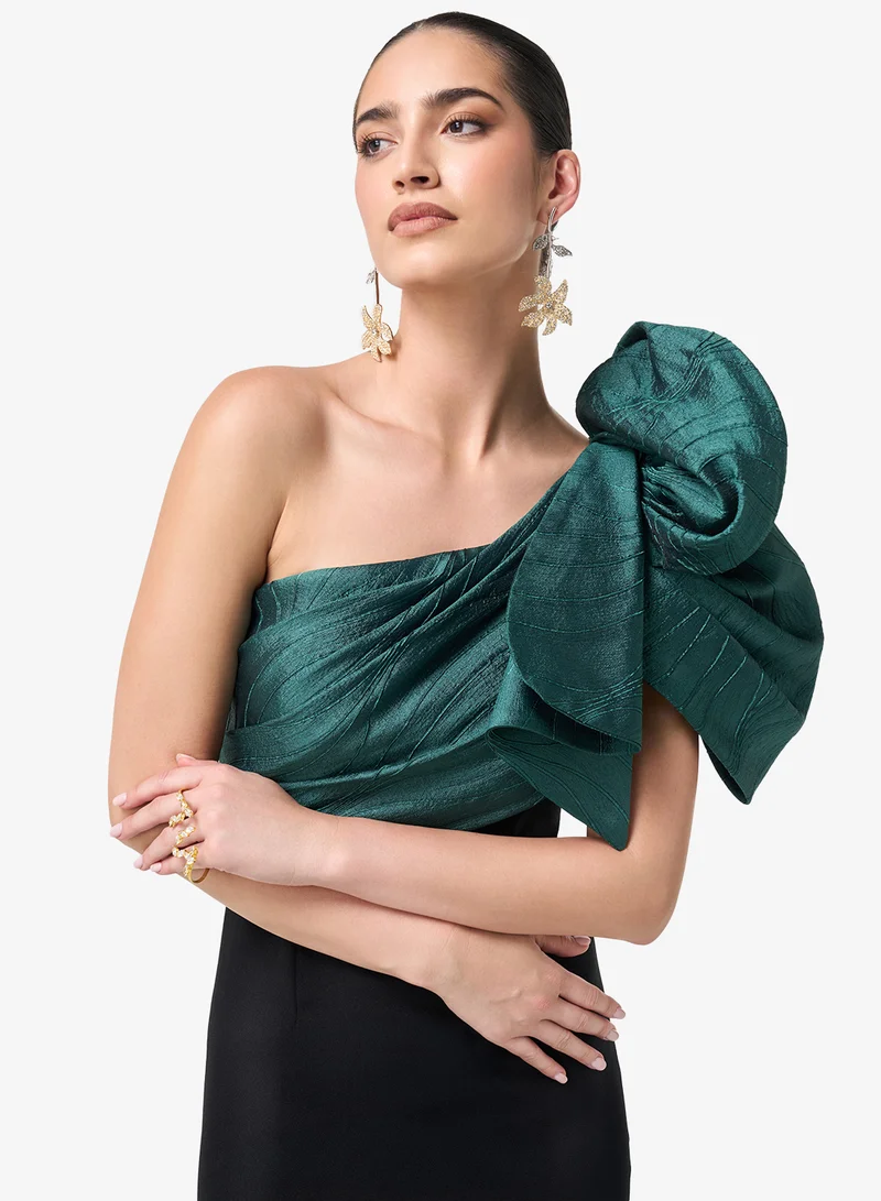 Threadz by Ajooni  Bow Detail One Shoulder Maxi Dress for Women | Best Price UAE