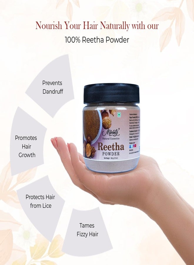 Mirintz 100% Natural Reetha Powder | (100 gms) Pure Aritha Powder for Hair care | Herbal (Sapindus Trifoliatus) Reetha for Hair | Ayurveda Hair Pack for Hair Growth | DIY Hair Mask - Image 4
