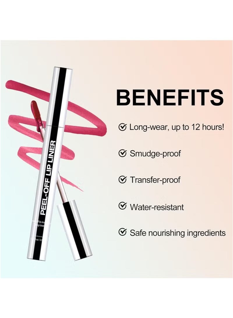 OLIBOLLA Lip Liner Tint Peel Off - 3 Colors Waterproof & Sweatproof Lip Stain Peel Off Set with Tweezers, High-Pigment Long-Wearing Matte Finish Tattoo for Women, Full Lips, Non-Stick Cup - Image 2
