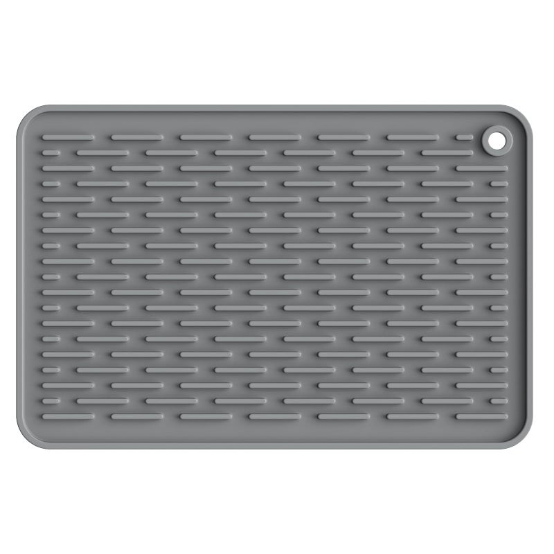 ME.FAN Silicone Dish Drying Mat for Kitchen Counter, Dish Drying Pad for Sink, Refrigerator or Drawer, Countertop Protection Pad S - 12'' x 8'' - Grey - Image 1