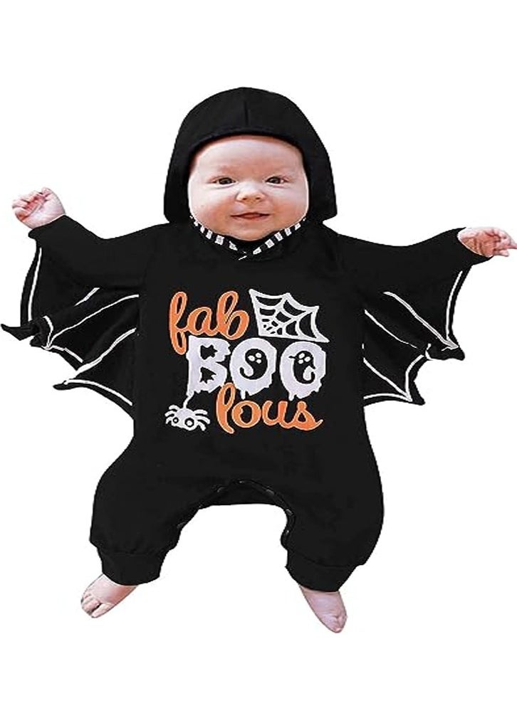 Brain Giggles Brain Giggles Newborn Baby Boy Cosplay Clothes Infant Bat Design Long Sleeve Costume Hoodie Romper Jumpsuits Outfit 9-12 months  - Image 2