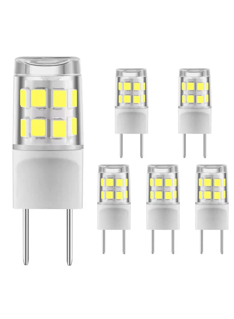 G8 LED Bulb 2W, 20W Halogen Equivalent G8 White Light 6000K Bi-Pin G8 Base Not Dimmable Light Bulbs AC110/120/130V G8 LED 6 Pack (White Light)