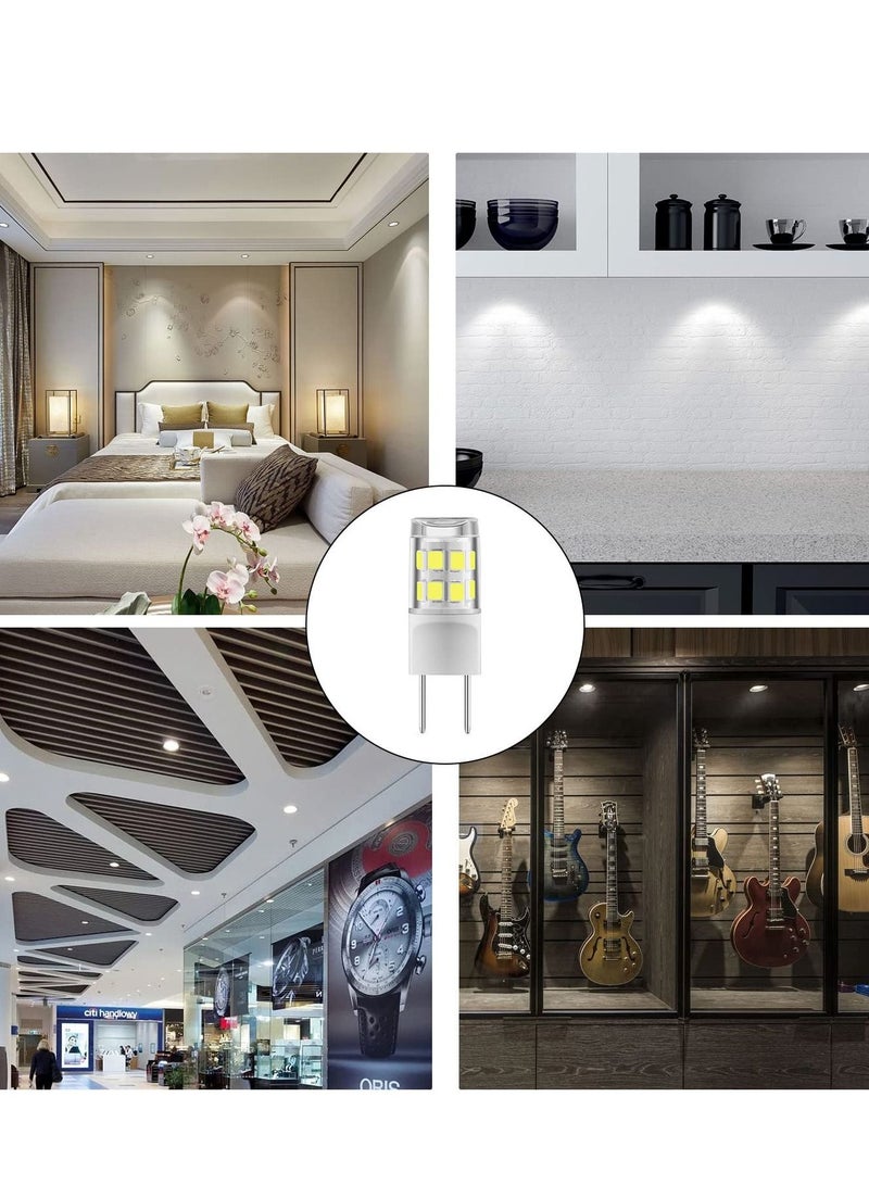 G8 LED Bulb 2W, 20W Halogen Equivalent G8 White Light 6000K Bi-Pin G8 Base Not Dimmable Light Bulbs AC110/120/130V G8 LED 6 Pack (White Light)
