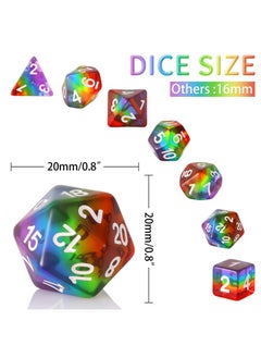 HD Polyhedral Dnd Dice Set Rpg Rainbow Dice For Dungeons And Dragons(D&D) Role Playing Gamemtgpathfindertable Gamemath Games Dice Set With Dice Pouch  - Image 2