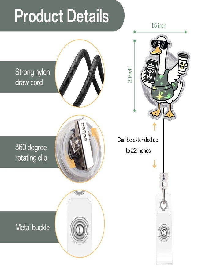 Kimoli Funny Radiology Tech Badge Reel Cute Xray Silly Goose Badge Reel, Nurse Nursing Id Card Holder with Alligator Clip for Radiology Healthcare Nurse Gifts - Image 2