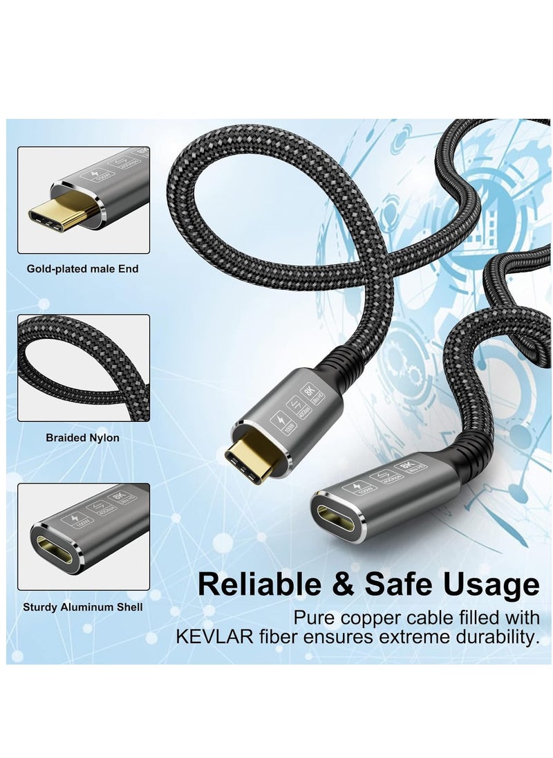 Generic - USB4 8K Cable 0.8M Thunderbolt 4 Compatible USB4 Type C Male to Female UHD 8K@60Hz Charging 100W Data Transfer 40Gbps SSDeGPU External 0.8 Display Laptop - Image 1