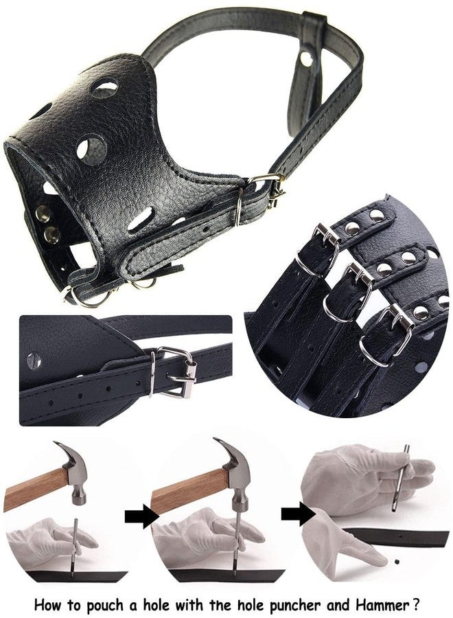 D&C PAWS Leather Adjustable AntiBite Mesh Guard, Dog Leather Breathable Biting and Barking Pet Mouth Muzzle Guard Suitable for Dogs (Black, Large) - Image 3
