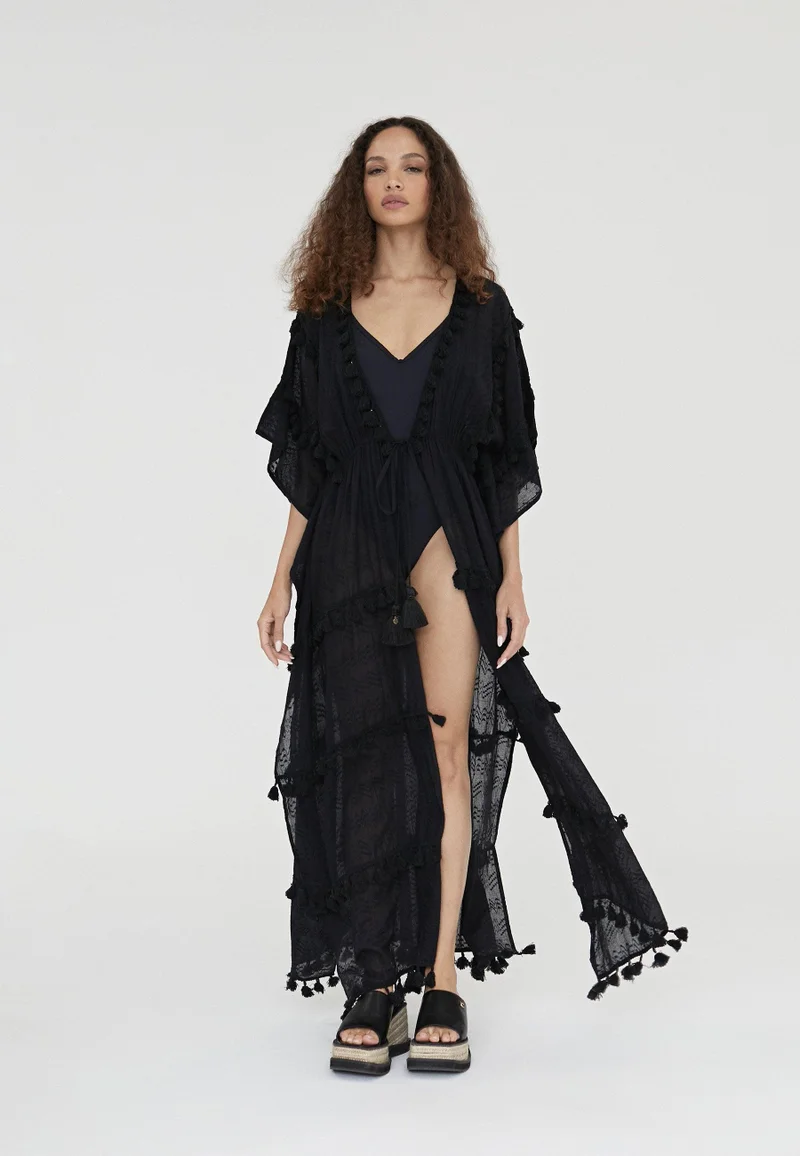 Lola Casademunt Long caftan with pompoms
