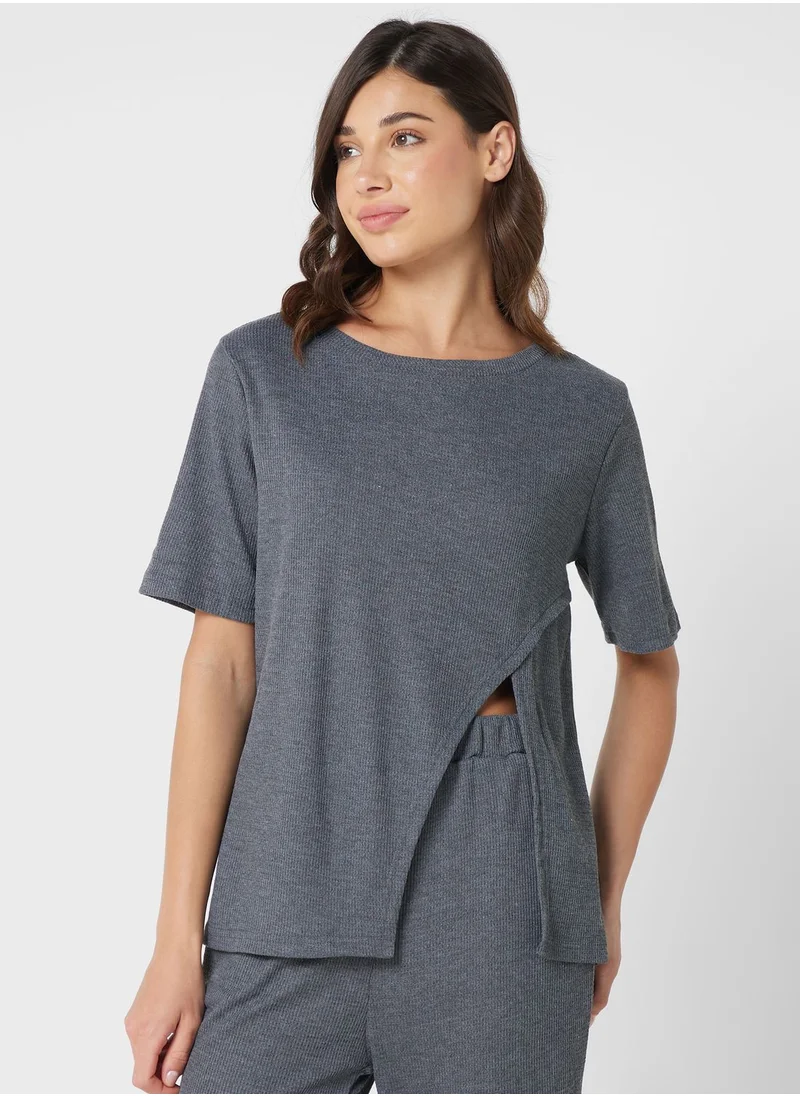 Ginger Assymetric T-shirt & Pyjama Set