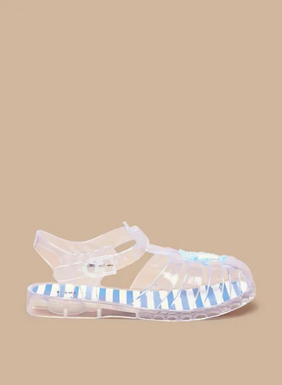 LBL by Shoexpress Boy's Dolphin Applique Transparent Sandals with Buckle Closure