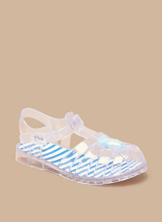 LBL by Shoexpress Boy's Dolphin Applique Transparent Sandals with Buckle Closure
