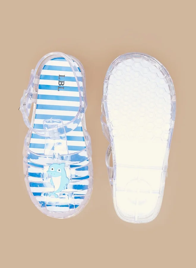 LBL by Shoexpress Boy's Dolphin Applique Transparent Sandals with Buckle Closure