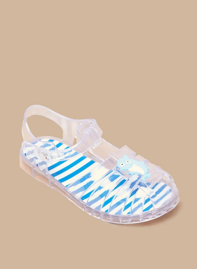 LBL by Shoexpress Boy's Dolphin Applique Transparent Sandals with Buckle Closure