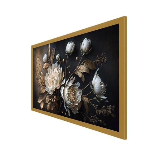 DEKORSTATION Elegant White Flower Canvas Painting for Home Decor|Floral Canvas Painting For Wall Decoration|Wall Art for Living Room|Wall Paintings for Home Décor|Size: 12x24 Inch (FF_827DS) - Image 3