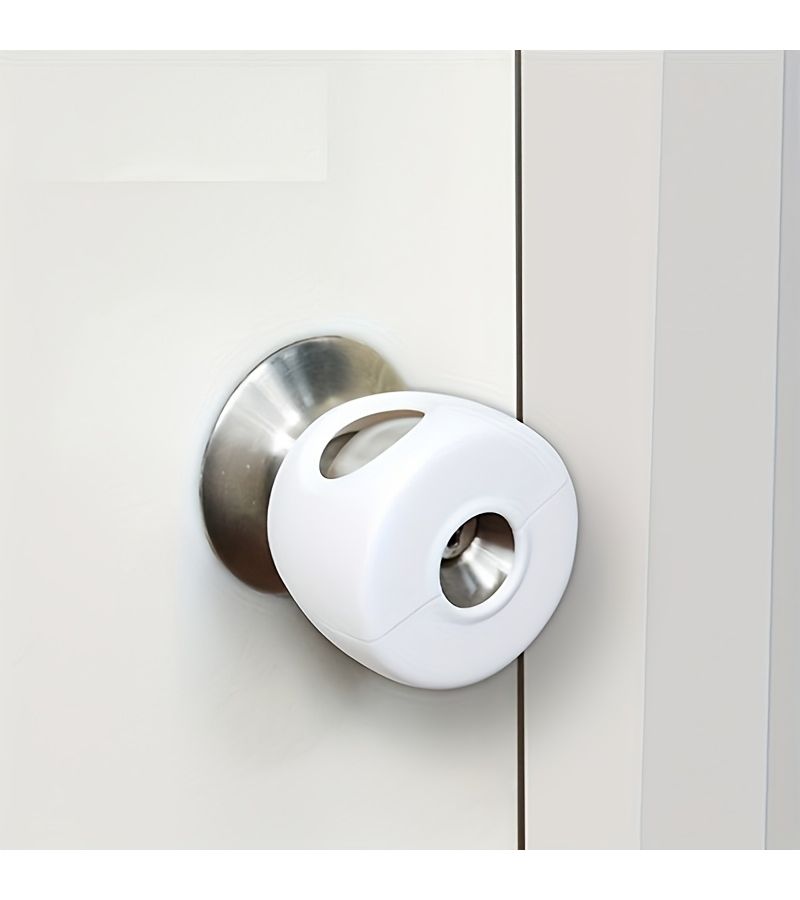 3pcs Round Ball Lock Door Handle Covers Anti Collision Sleeve Plastic - Image 2