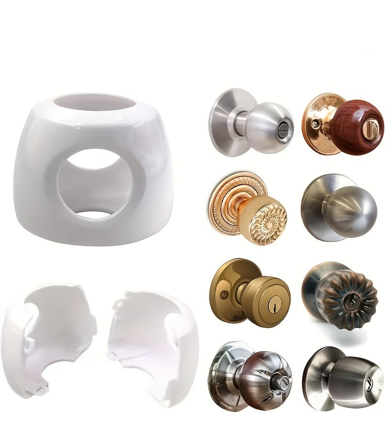 3pcs Round Ball Lock Door Handle Covers Anti Collision Sleeve Plastic - Image 5