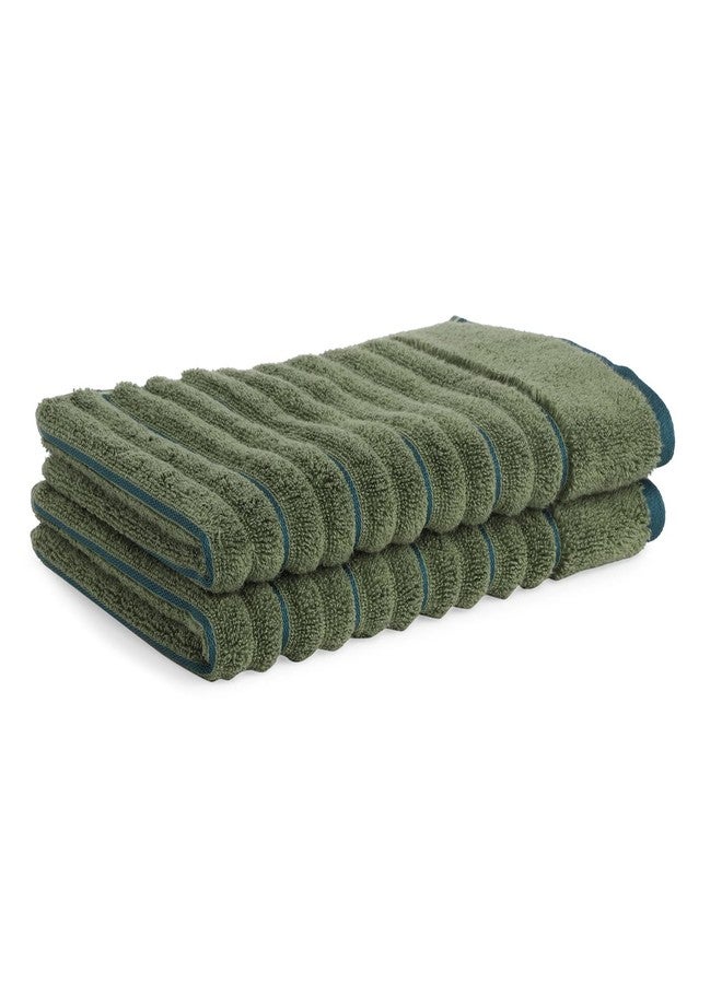 Spaces 100% Cotton Hand Towel HIGH LOFT Ribbed Texture HIGH Absorbency (Solid 40CMX60CM)-Dark Green - Image 4