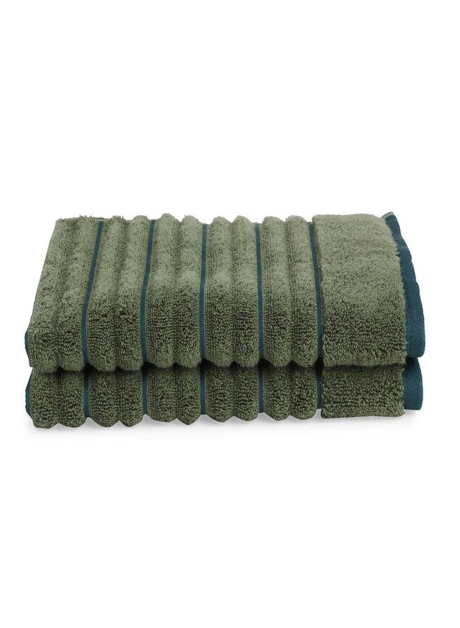 Spaces 100% Cotton Hand Towel HIGH LOFT Ribbed Texture HIGH Absorbency (Solid 40CMX60CM)-Dark Green - Image 3
