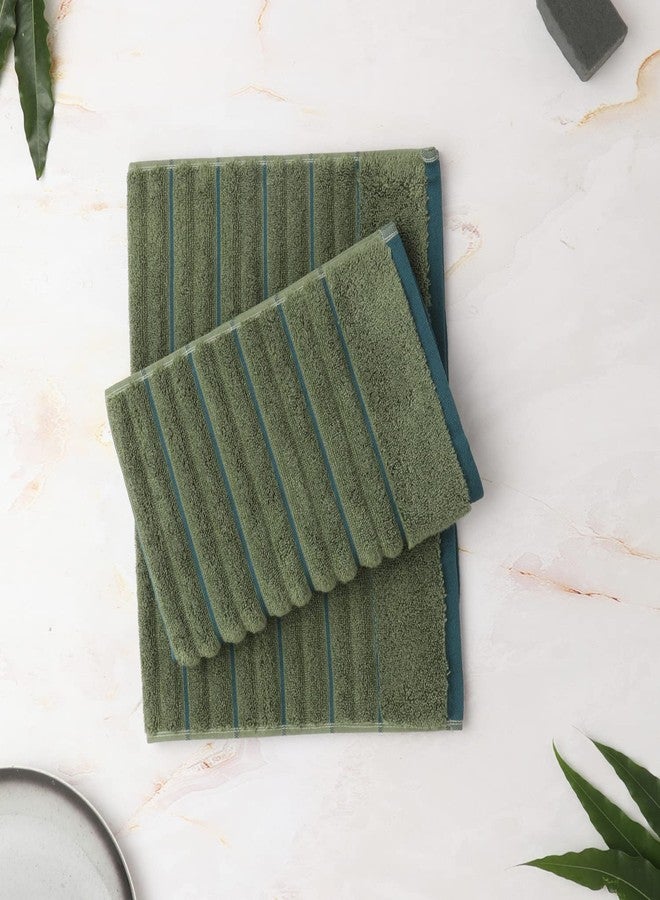 Spaces 100% Cotton Hand Towel HIGH LOFT Ribbed Texture HIGH Absorbency (Solid 40CMX60CM)-Dark Green - Image 2