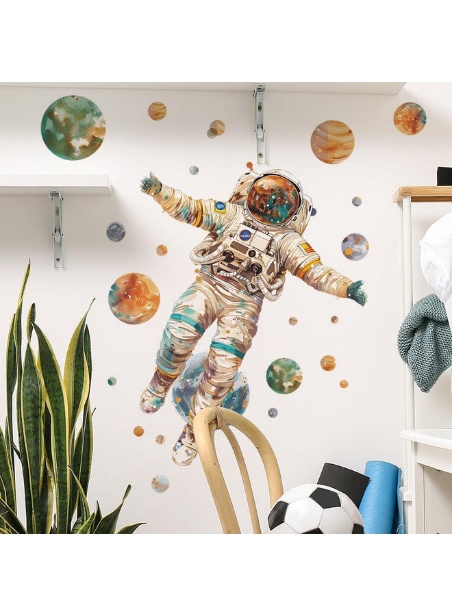 MEFOSS Watercolor Astronaut Wall Stickers DIY Planet Wall Stickers Peel & Stick Astronaut Wall Decor Stickers for Kids Bedroom Playroom Nursery Classroom - Image 2