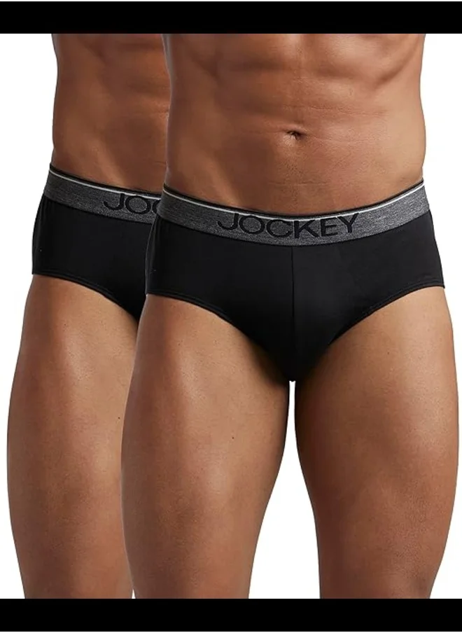 جوكي Jockey 8037 Men's Super Combed Cotton Solid Brief with Ultrasoft Waistband (Pack of 2)