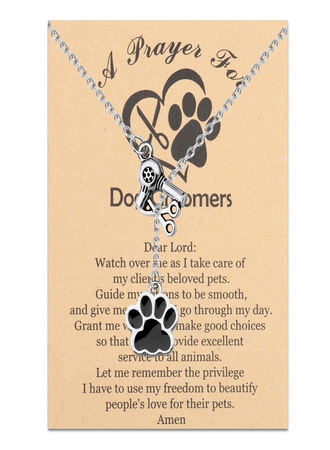 MYOSPARK Dog Paw Print Pendant Necklace - Y Shape, Thank You Gift for Dog Groomers - Image 1