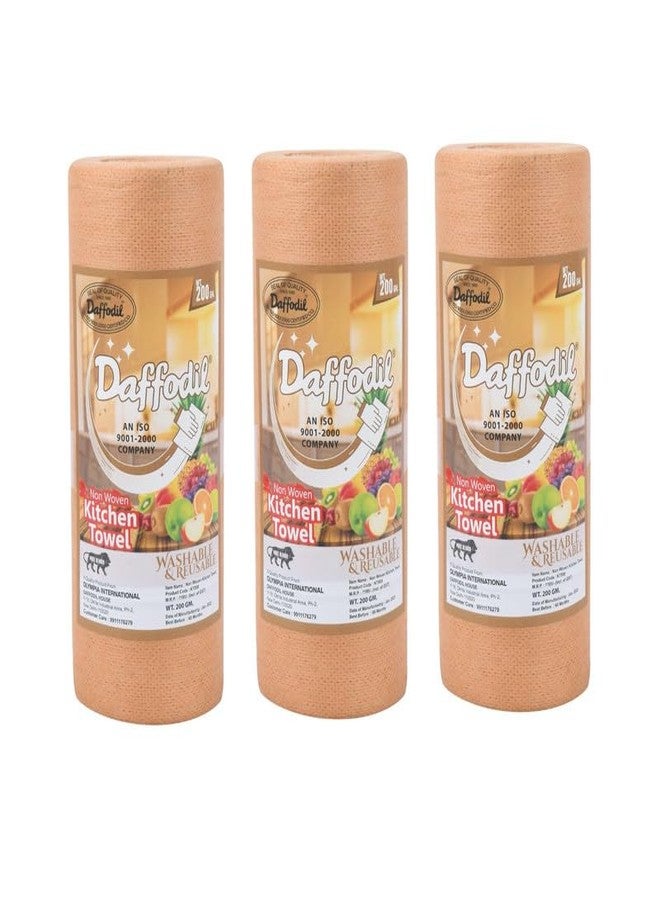 DAFFODIL Non Woven Reusable Kitchen Towels - Ultra-Absorbent Kitchen Roll, Ideal for Heavy Duty Cleaning, Durable and Reusable Kitchen Towel Roll, Pack of 2 (80 Pulls per Roll, 240 Sheets Total)