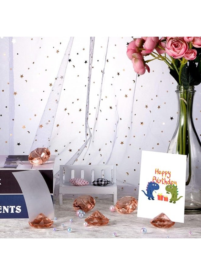 RIKA 15 Pack Diamond Place Card Holders Acrylic Table Number Holder Card Stands Crystal Diamond Party Decorations Favor for Weddings Home Table(Rose Gold) - Image 5