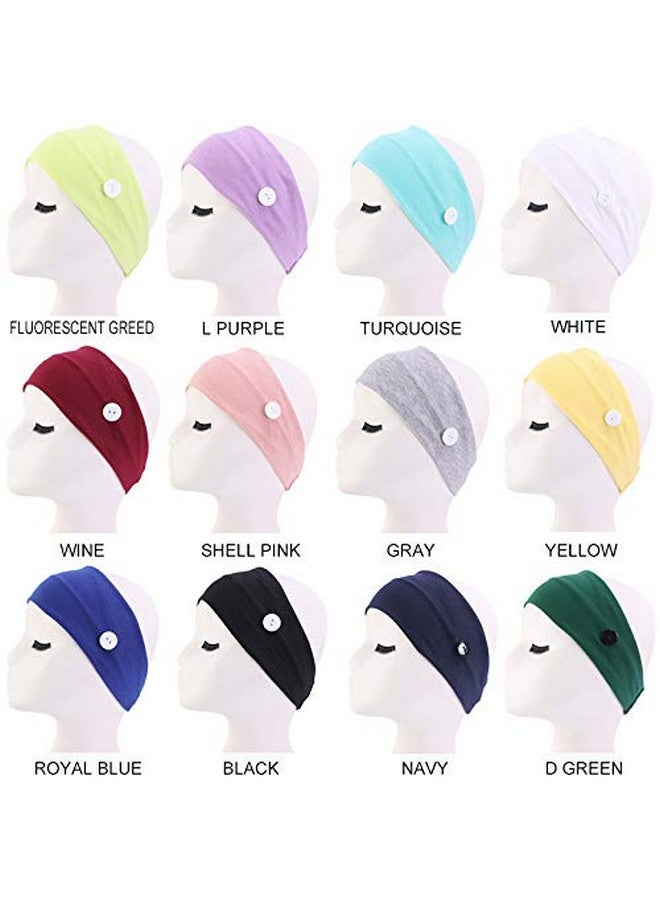 CELLOT 12 Pack Boho Wide Headband With Button Elastic Turban Hair Band Yoga Head Wraps For Women Girls Nurse And Doctor - Image 2