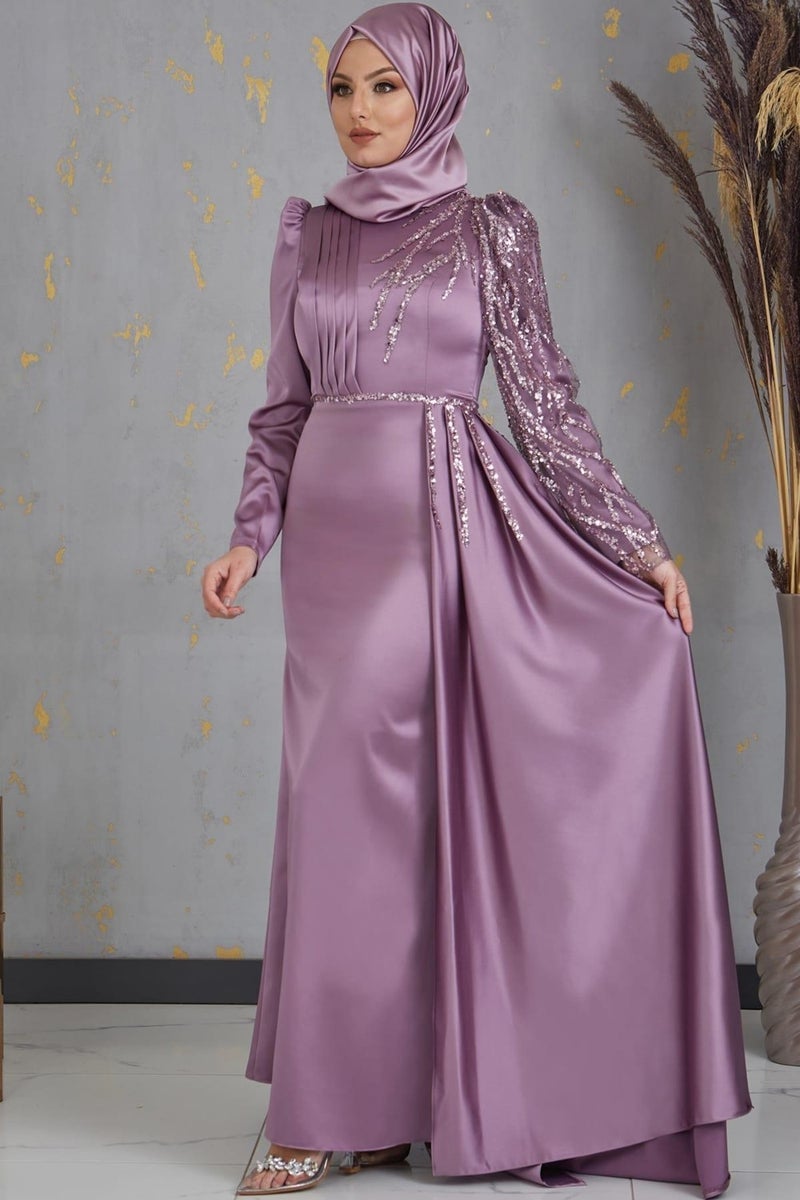 Esilanur Efila Hijab Evening Dress Lilac  - Image 1