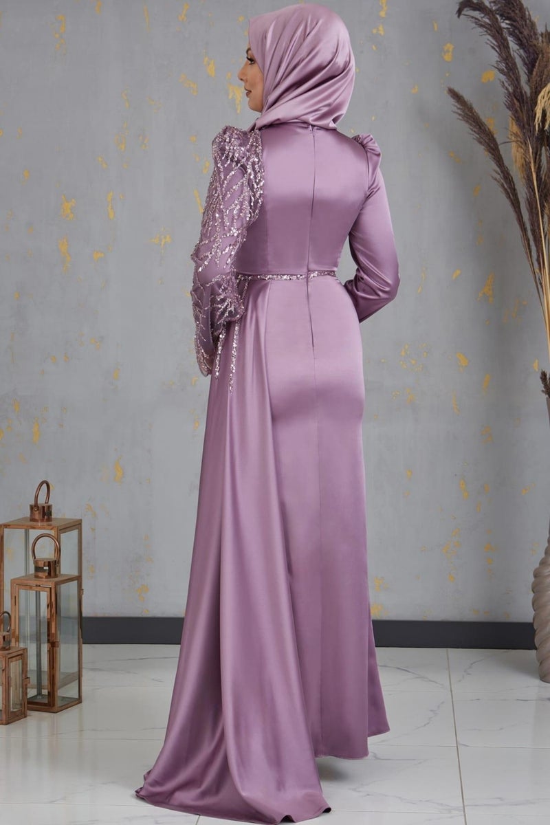 Esilanur Efila Hijab Evening Dress Lilac  - Image 3