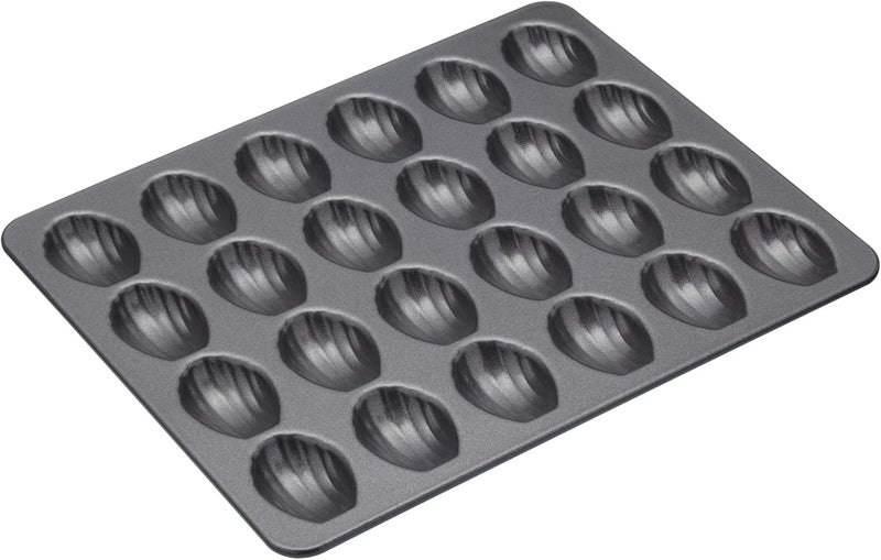 Master Class Kitchen Craft MasterClass KCMCHB92 Madeleine Tray with PFOA Non Stick, Robust 1mm Carbon Steel, 24 Hole Cake Mould, Grey - Image 1