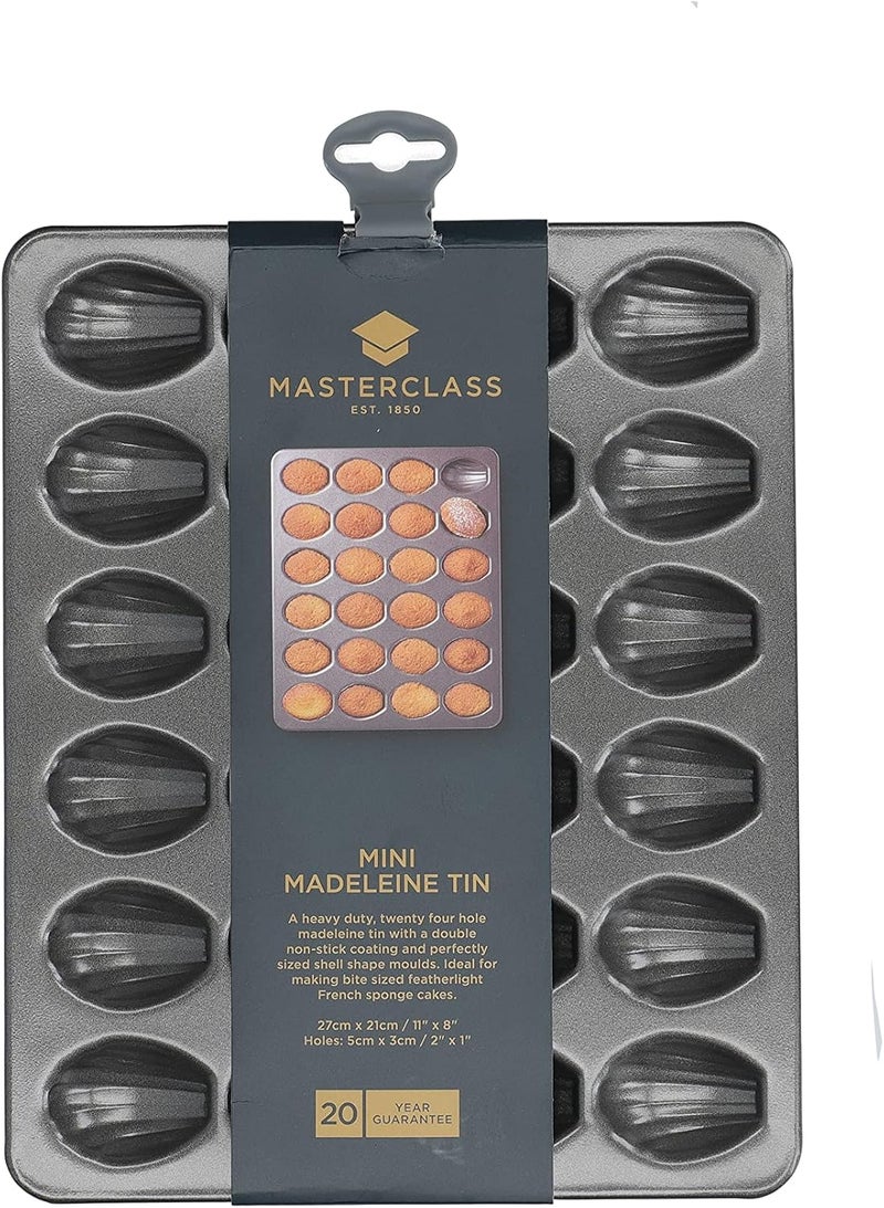 Master Class Kitchen Craft MasterClass KCMCHB92 Madeleine Tray with PFOA Non Stick, Robust 1mm Carbon Steel, 24 Hole Cake Mould, Grey - Image 2