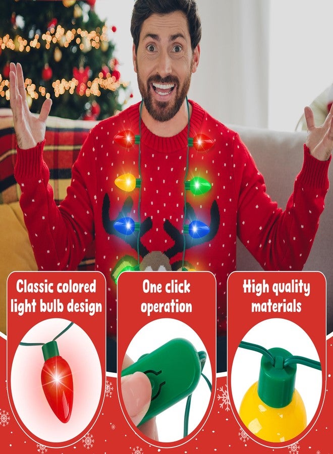 Blowata 3PCS Christmas Light Necklace, Christmas Necklace with 3 Flash Modes, Colorful Xmas Light up Decorations for Christmas Party Favors Festival Party Supplies Ugly Sweater Decor - Image 3