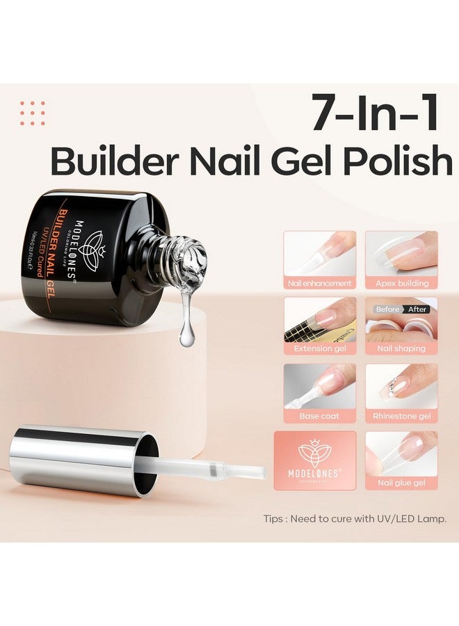 modelones Builder Nail Gel, 2 Pcs Clear Gel Builder Nail Polish for Nail Thickening, Nail Strengthener Apex Building Extension Gel in a Bottle, 7-In-One LED Builder Nail Gel Polish 10 ml - Image 3
