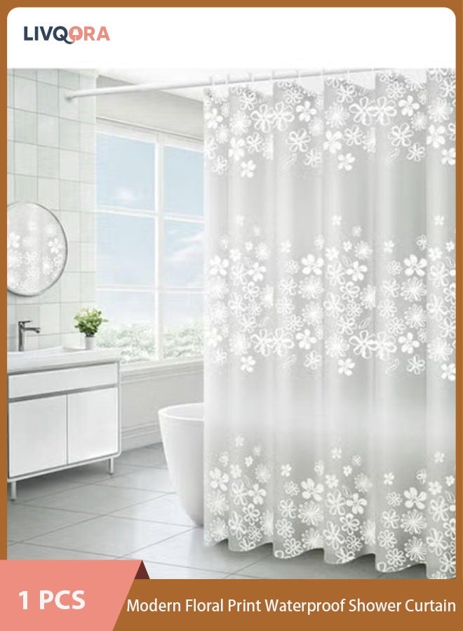 LIVQORA 1Pcs Shower Curtain, Modern Floral Print Waterproof Shower Curtain, Anti-Mildew Antibacterial Waterproof Washable, Grommets and Curtain Hooks (Size180*180） - Image 1