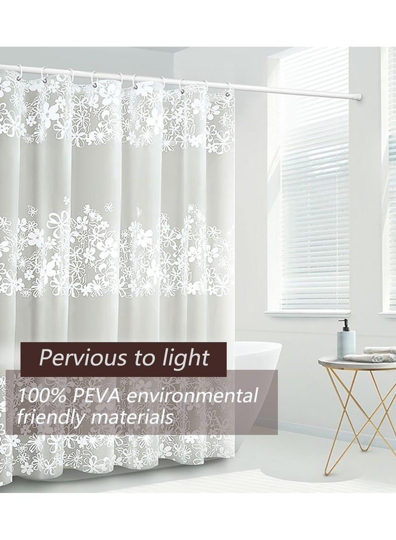 LIVQORA 1Pcs Shower Curtain, Modern Floral Print Waterproof Shower Curtain, Anti-Mildew Antibacterial Waterproof Washable, Grommets and Curtain Hooks (Size180*180） - Image 3