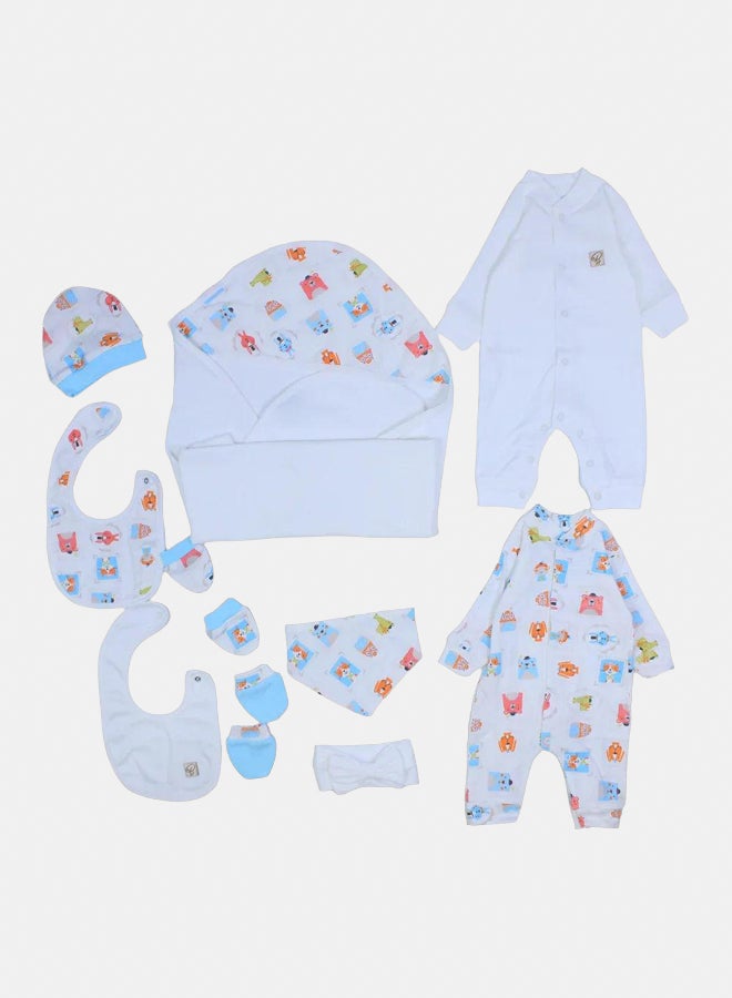 Berceau Baby Girls Cotton Clothes Gift Box – Off-White with Animal Faces - Image 3