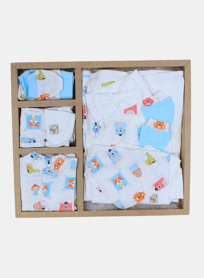 Berceau Baby Girls Cotton Clothes Gift Box – Off-White with Animal Faces - Image 2
