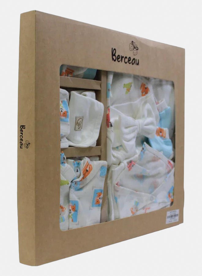 Berceau Baby Girls Cotton Clothes Gift Box – Off-White with Animal Faces - Image 1