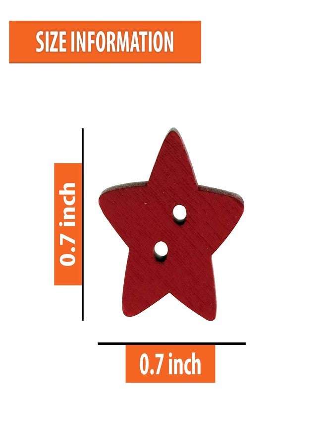 IFAMIO 100 Pcs Colorful Wooden Star Buttons with 2 Holes Rustic Buttons for Clothes Sewing Scrapbooking Art Crafting DIY Decoration - Image 2