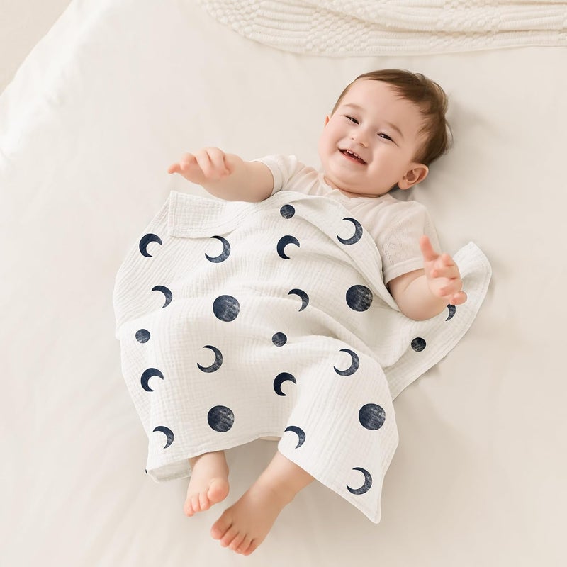 Susurration Baby Burp Cloths 5 Pack 100% Cotton Muslin Baby Washcloths 23.6 * 23.6 inch, Burping Cloths for Babies, Newborn Baby Boys Girls Essentials-Blue - Image 3