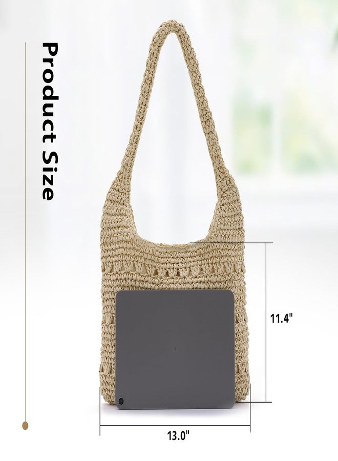 Lanpet Woven Beach Bags for Women Boho Straw Bag Casual Shoulder Handbag for Summer Vacation Travel Holiday - Image 4