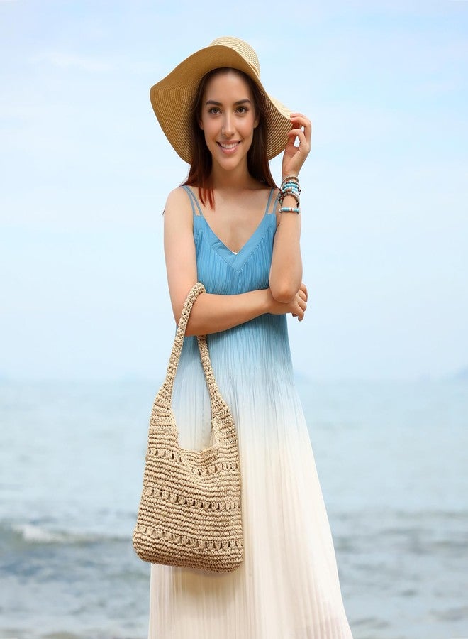 Lanpet Woven Beach Bags for Women Boho Straw Bag Casual Shoulder Handbag for Summer Vacation Travel Holiday - Image 3