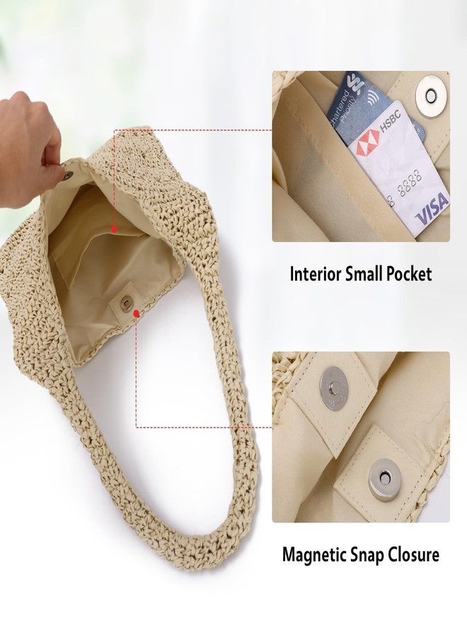 Lanpet Woven Beach Bags for Women Boho Straw Bag Casual Shoulder Handbag for Summer Vacation Travel Holiday - Image 5