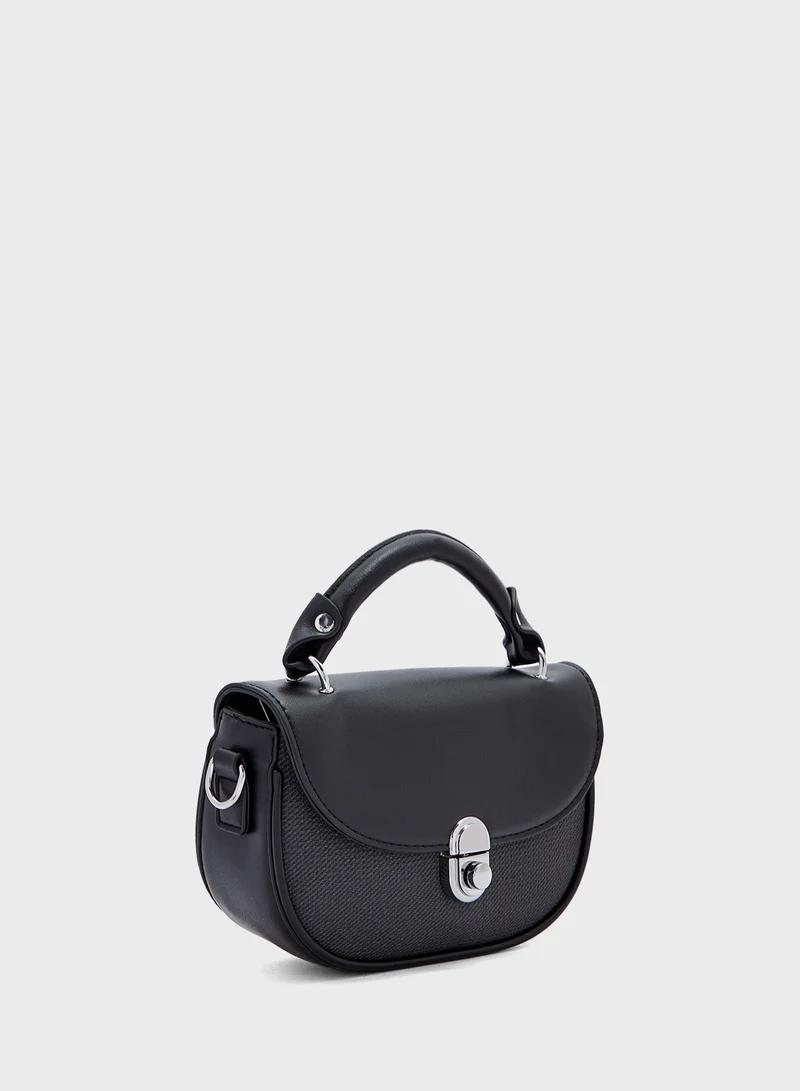 Ginger Metal Clasp Detail Satchel Bag