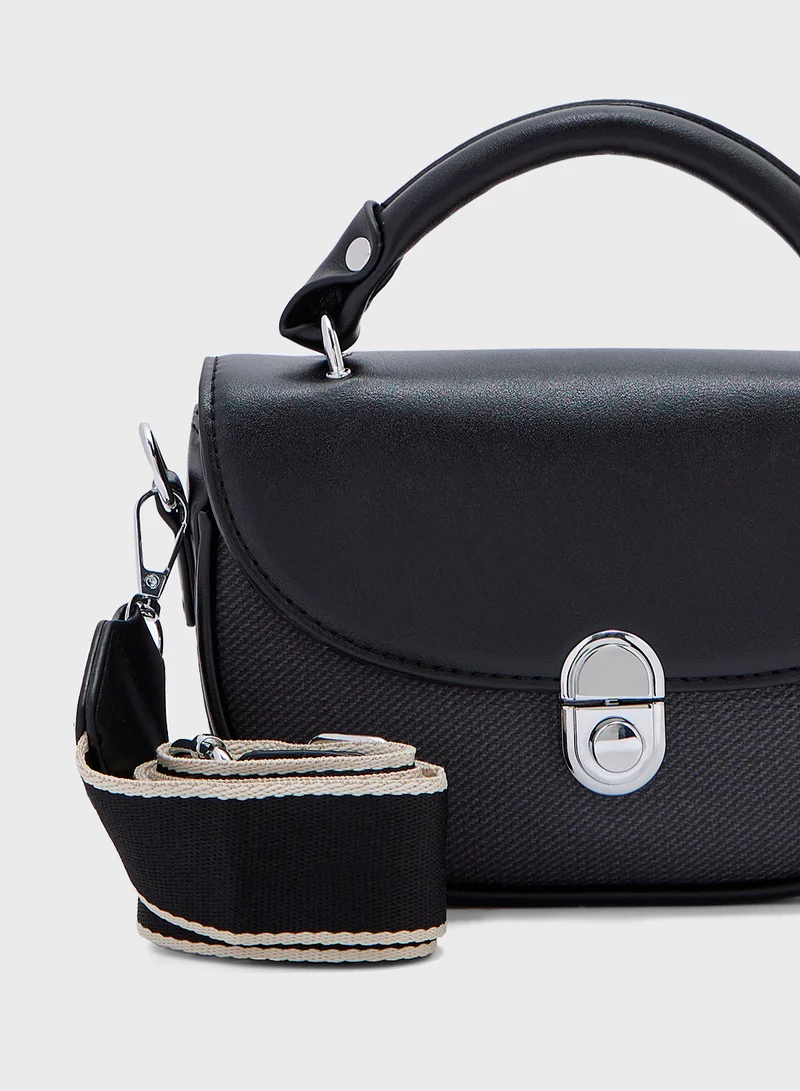 Ginger Metal Clasp Detail Satchel Bag