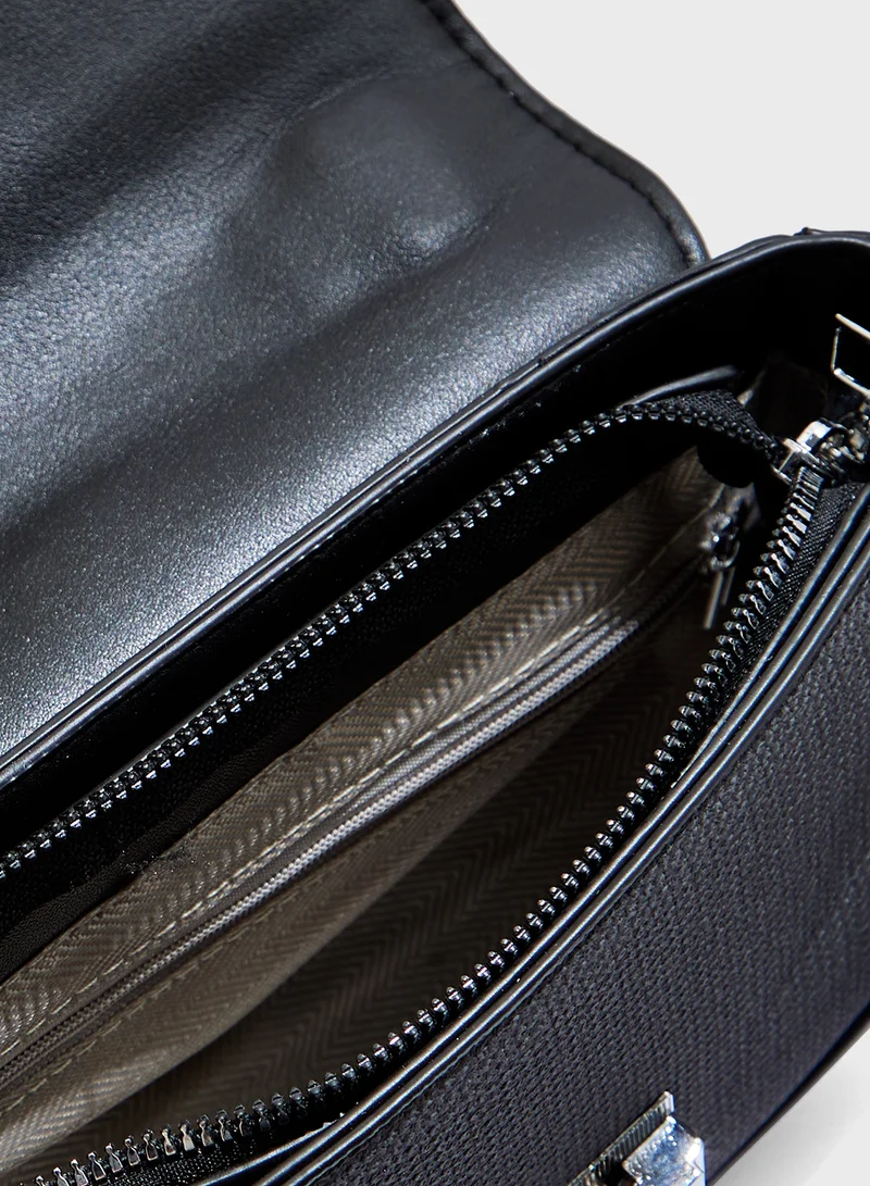 Ginger Metal Clasp Detail Satchel Bag