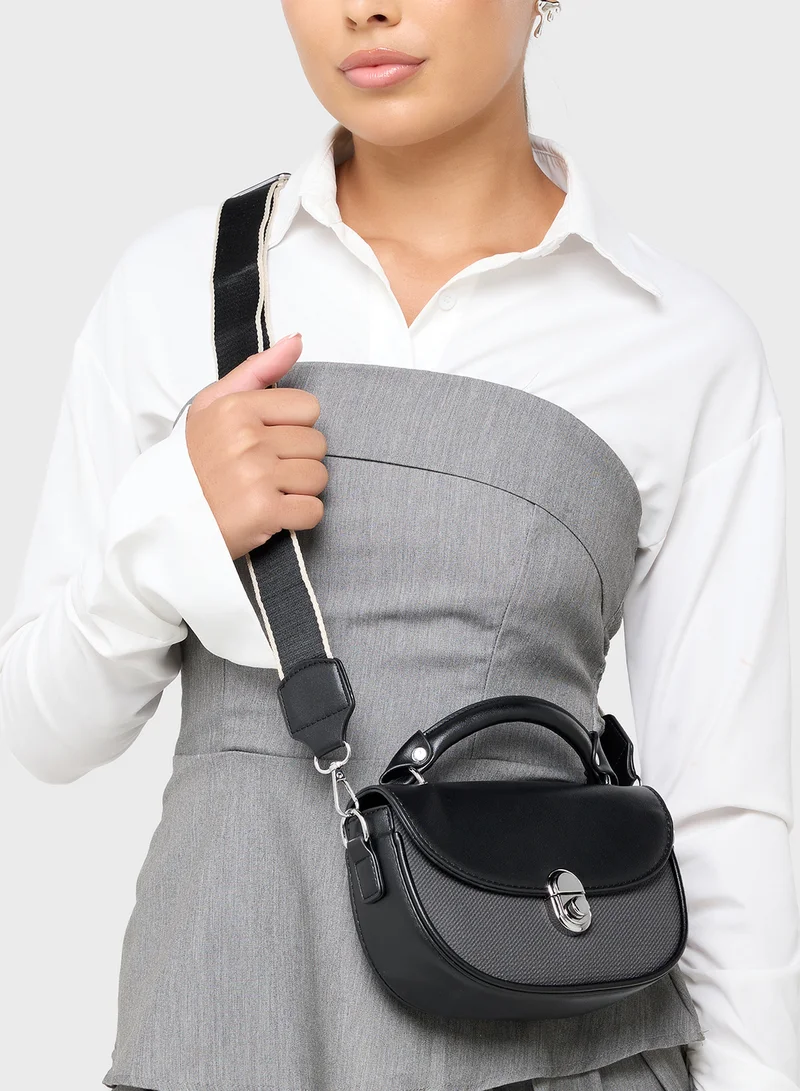 Ginger Metal Clasp Detail Satchel Bag